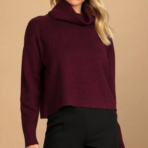 Lulu's  Plum Purple Cowl Neck Sweater